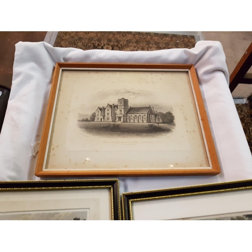 461 - Five Framed & Glazed Engravings Including Llandovery College & Margam Abbey.