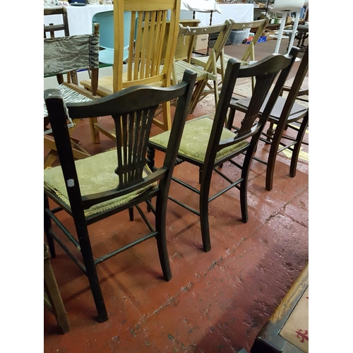 497 - Pair of Inlaid Harp Back Vintage Bedroom Chairs.