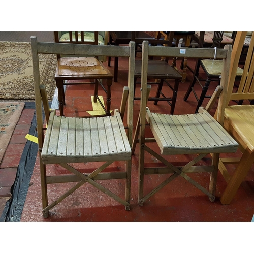 501 - Pair of Folding Oak Chairs.