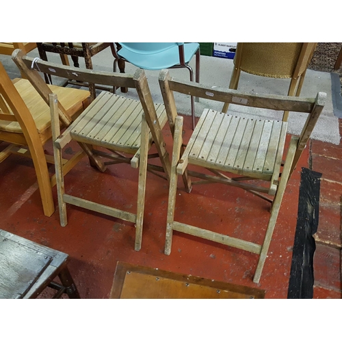 501 - Pair of Folding Oak Chairs.