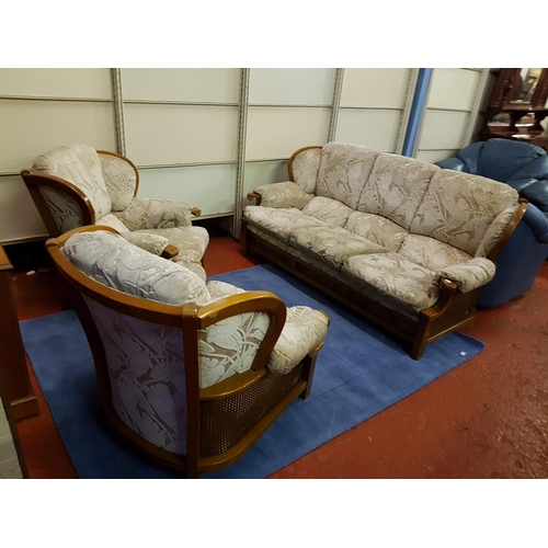 516 - Three Seater Upholstered Conservatory Settee with Two Matching Arm Chairs.