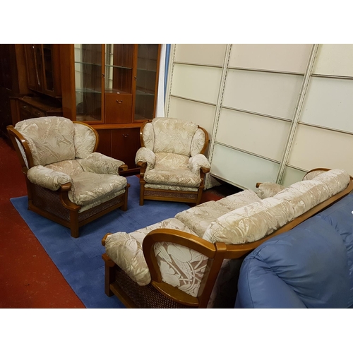 516 - Three Seater Upholstered Conservatory Settee with Two Matching Arm Chairs.