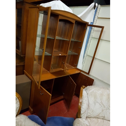 518 - Glazed Top Dresser over Three Cupboard Base with Drop Down Centre Cupboard and Etched Glass Doors Ei... 