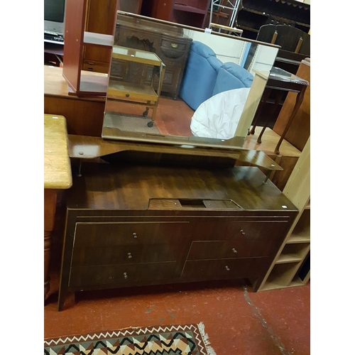 538 - Art Deco Style Six Drawer Dressing Table with Single Mirror & Floating Shelf - approx 45