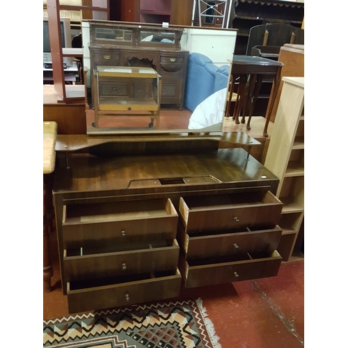 538 - Art Deco Style Six Drawer Dressing Table with Single Mirror & Floating Shelf - approx 45