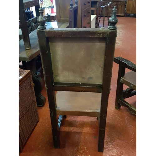 544 - Large Gothic Dining Table with Carved Base, Four Matching Chairs & Two Carvers with Leather Backs & ... 