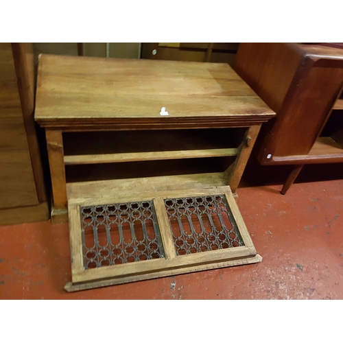 554 - Mexican Pine Cabinet with Fretwork Drop Front Door - approx 60cm, 1m long & 56cm deep.