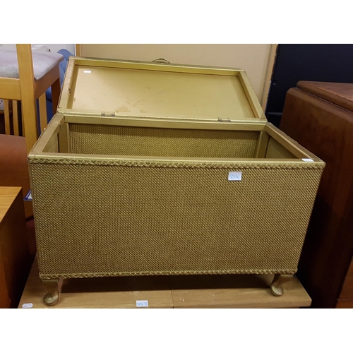 556 - Gold Lloyd Loom Style Blanket Box.