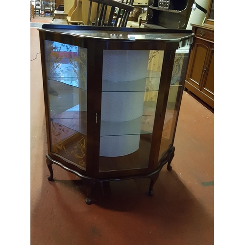 566 - Glazed Demi Lune Display Cabinet with Glass Shelves & Decorative Glass Panels - Approx 113cm tall x ... 