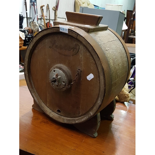 587 - Early 1900's Antique Wooden Table Top Butter Churn with Lid.