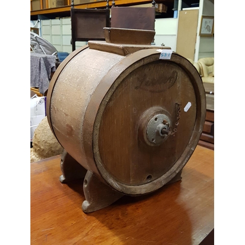 587 - Early 1900's Antique Wooden Table Top Butter Churn with Lid.