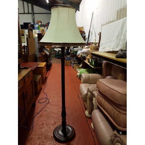 590 - Mahogany Based Standard Lamp with Shade.