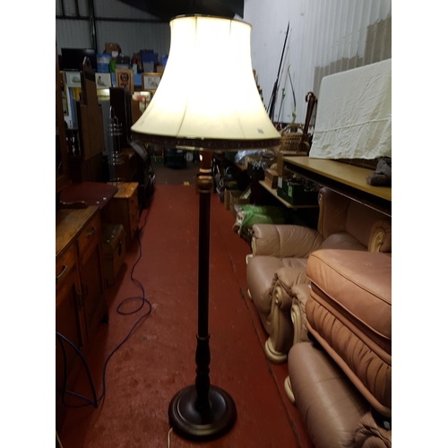 590 - Mahogany Based Standard Lamp with Shade.