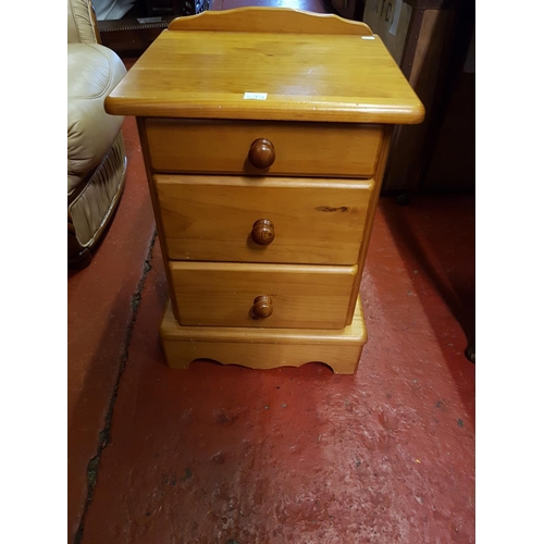 599 - Solid Pine Three Drawer Bedside Cabinet - 2ft Tall x 17