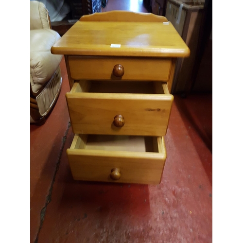 599 - Solid Pine Three Drawer Bedside Cabinet - 2ft Tall x 17