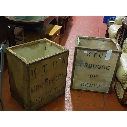 600 - Two Vintage Wooden Kenyan Tea Chests.