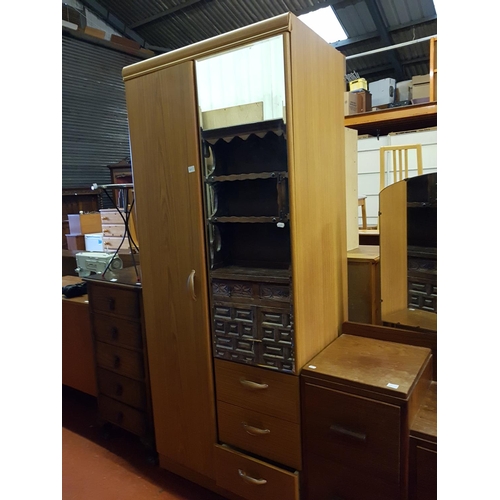 603 - One-and-a-Half Door Wardrobe with Three Drawers & Mirrored Half Door - approx 6ft tall x 30