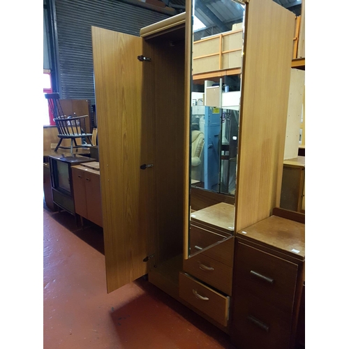 603 - One-and-a-Half Door Wardrobe with Three Drawers & Mirrored Half Door - approx 6ft tall x 30