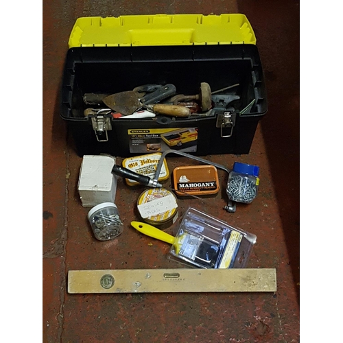 72 - Stanley Plastic Tool Box with Quantity of Tools & Hardware.