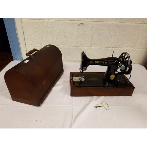 80 - Oak Cased Vintage Singer Sewing Machine & Quantity of Accessories.