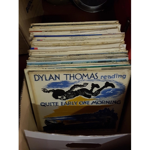 98 - Box of LP Vinyl Records Including Welsh Choirs, Max Boyce, Dylan Thomas etc.