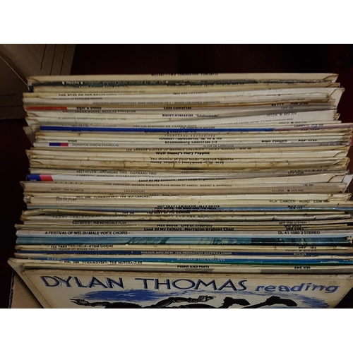 98 - Box of LP Vinyl Records Including Welsh Choirs, Max Boyce, Dylan Thomas etc.