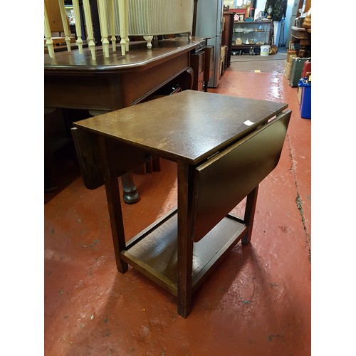 597 - Drop Leaf Occasional Table with Undershelf - Approx 65cm tall x 60cm wide x 1m long (extended).