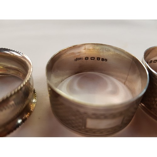 435 - Pair of Matching Silver Hallmarked Napkin Rings Along with One Other Silver Hallmarked Napkin Ring.