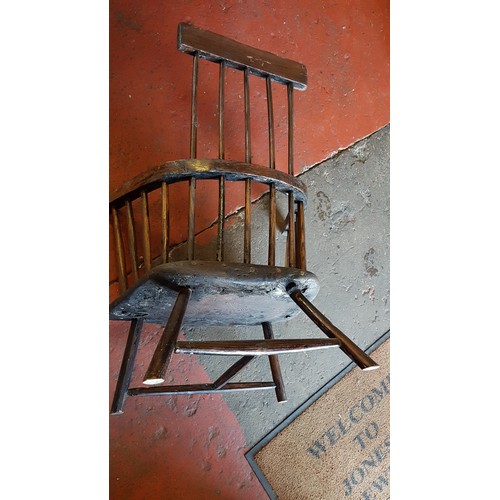 567 - Spindle Back Vintage Oak Low Seat Nursing Chair.