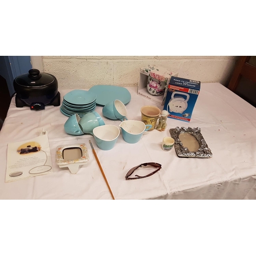 11 - Box to Include Retro Mawston Part Tea Set, NEW La Redoute Multi Cooker, Tea For One Set, Picture Fra... 