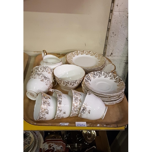 264 - Tray of Laurie & Co of London Floral White & Gilt Tea Set.