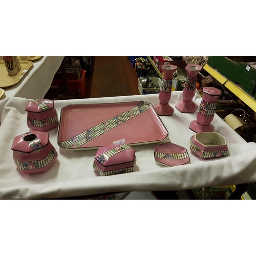 278 - 8 Piece Empire Works Vintage Floral Dressing Table Set.