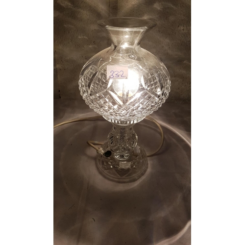 332 - Waterford Crystal Cut Glass Table Lamp with Matching Shade.