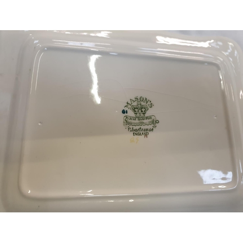 400 - Masons Green Chartreuse Cheese Dish & Cover.