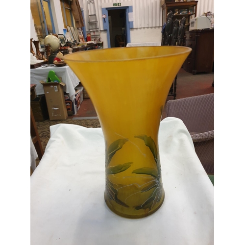 432 - Hand Blown & Hand Decorated Glass Vase - approx 12