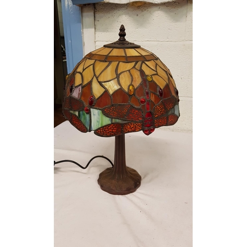 448 - Tiffany Style Table Lamp with Dragon Fly Shade.