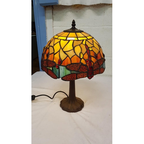 448 - Tiffany Style Table Lamp with Dragon Fly Shade.