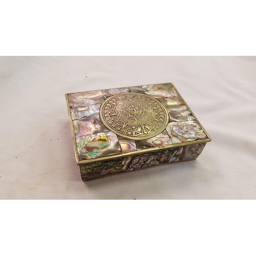 453 - Metal Trinket Box with Mother of Pearl Inlay.