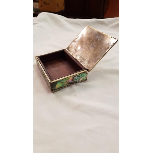 453 - Metal Trinket Box with Mother of Pearl Inlay.