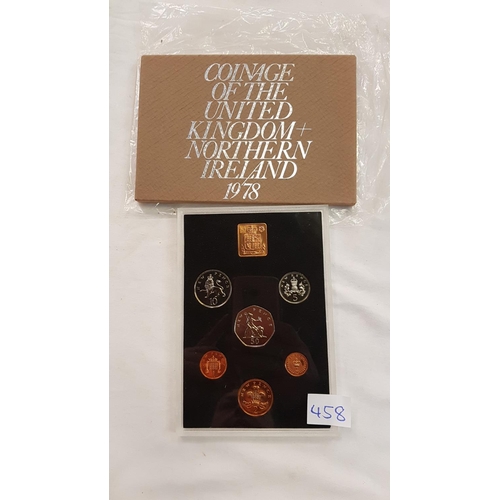 458 - Royal Mint Coinage of Great Britain & Northern Ireland Proof Set 1978.