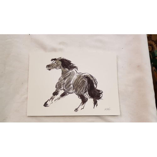 463 - Sir Kyffin Williams RA (1918-2006) Hand Written and Signed Horse Christmas Card.