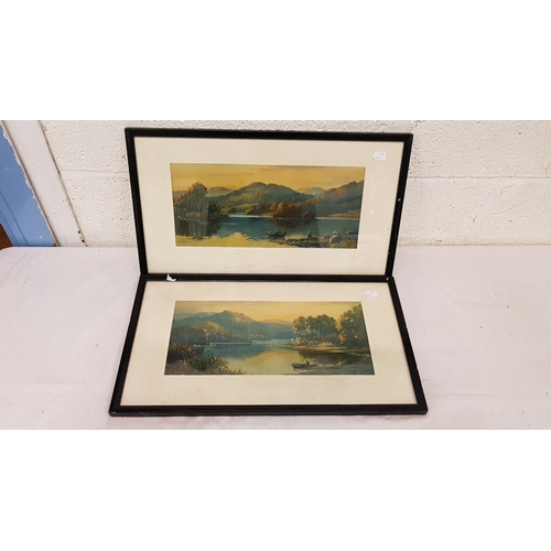 475 - Pair of Black Framed & Glazed Lake Scene Prints By Roy Gregory - approx 50cm x 29cm.