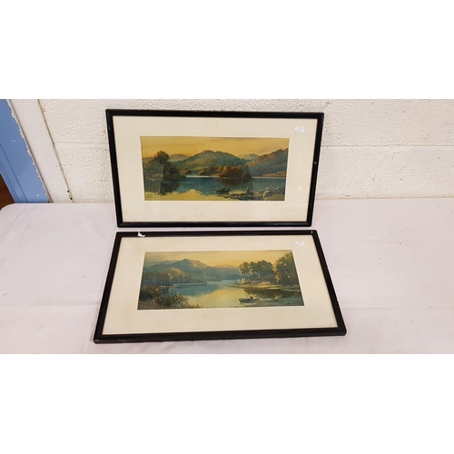 475 - Pair of Black Framed & Glazed Lake Scene Prints By Roy Gregory - approx 50cm x 29cm.