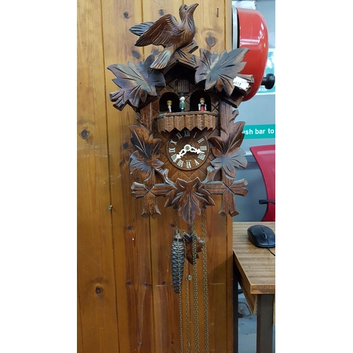 491 - German Wooden Cuckoo Clock with Weights.