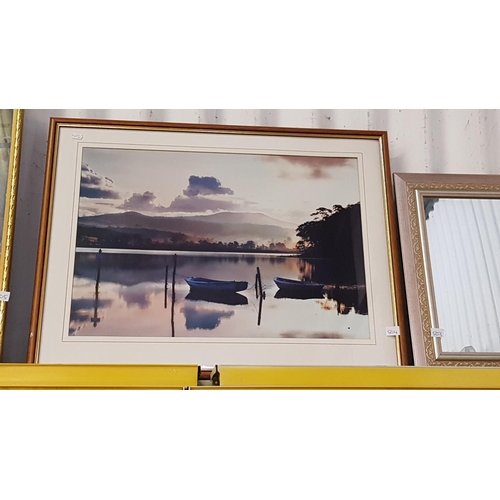 504 - Large Framed & Glazed Moored Boats at Dawn Photographic Print.