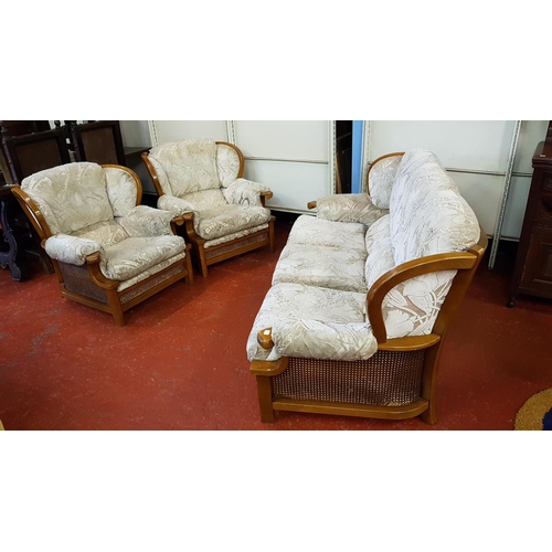 538 - Three Seater Upholstered Conservatory Settee with Two Matching Arm Chairs.