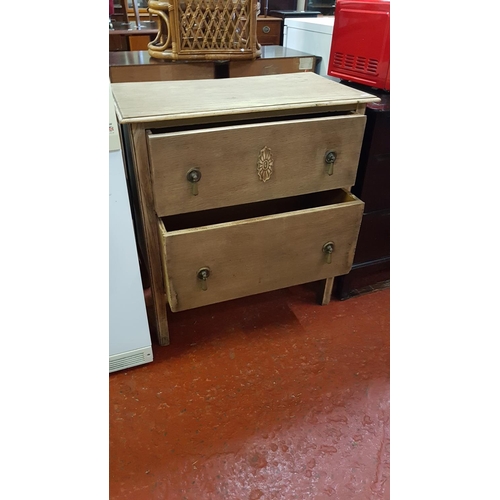 554 - Stripped Two Drawer Chest of Drawers - approx 75cm high, 89cm wide & 38cm deep.