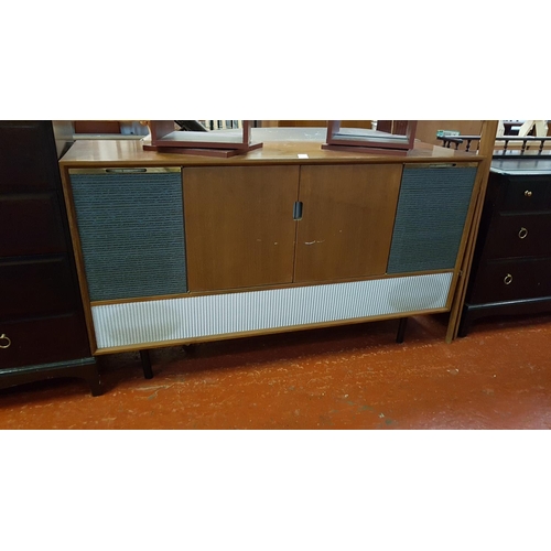 561 - Retro Walnut Cased Decca Radiogram Cabinet with Garrard Turntable - approx 78cm tall x 138cm wide x ... 