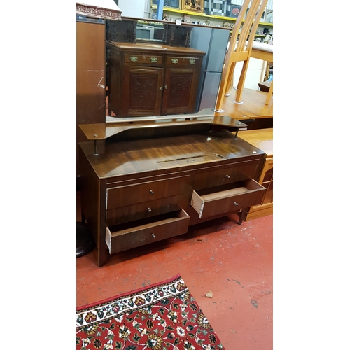 574 - Art Deco Style Six Drawer Dressing Table with Single Mirror & Floating Shelf - approx 45