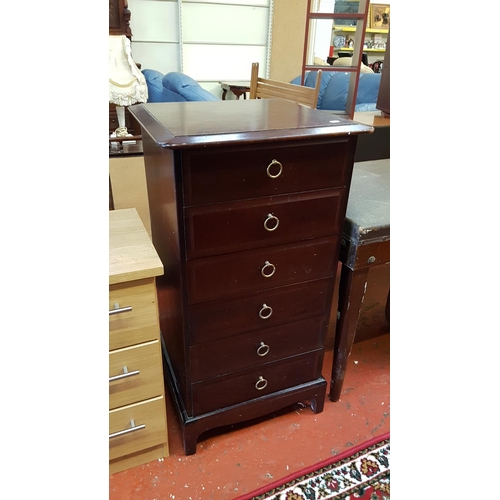 578 - Stag Mahogany Five Drawer Vanity Unit with Lift Lid & Mirror Top.